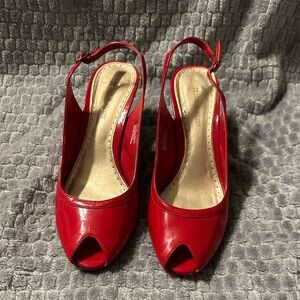 Naturalizer Red Patent Leather Peep Toe